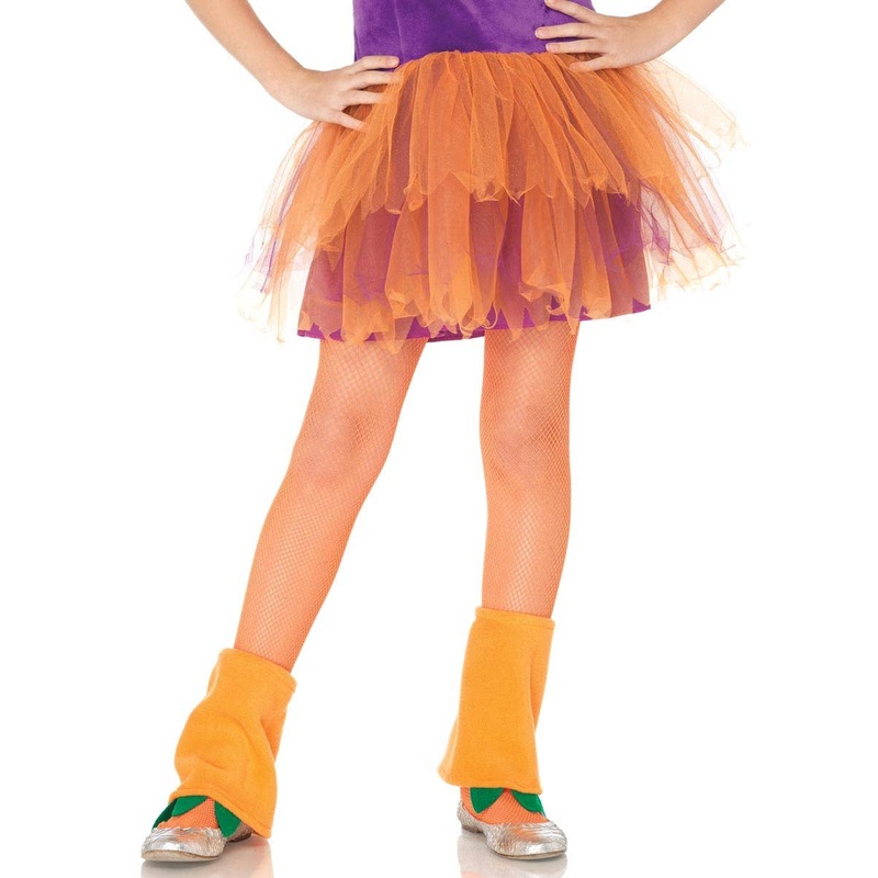 Fishnet Girls Neon Orange Costume Stockings Large