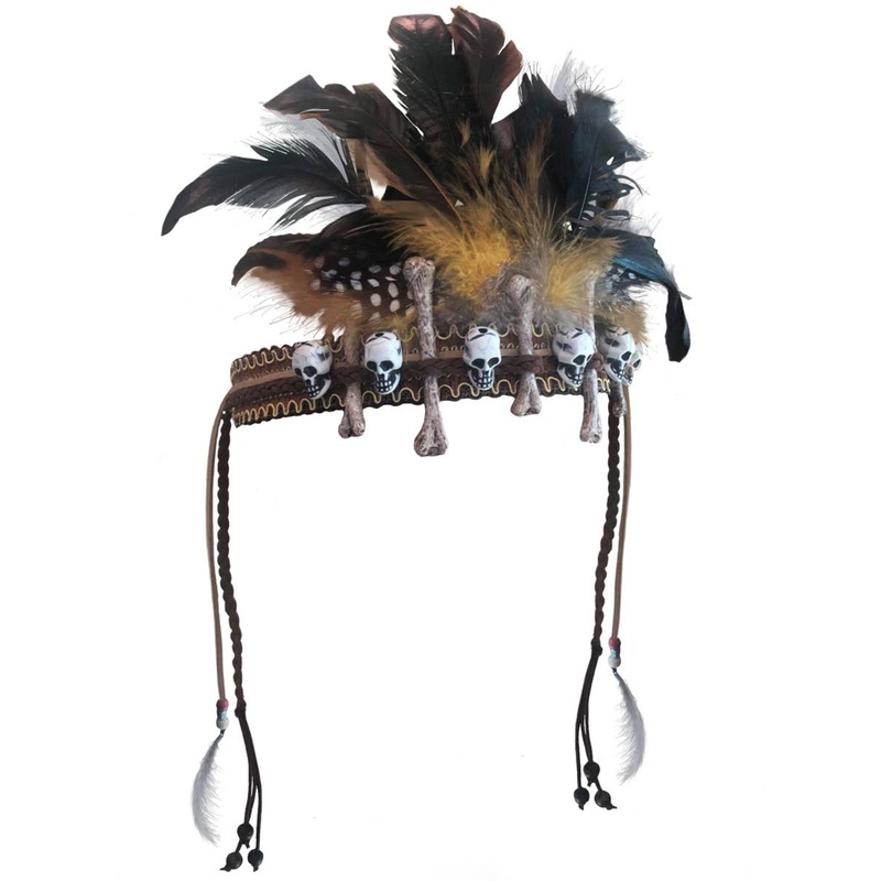 Voodoo Skull and Bones Feather Headpiece