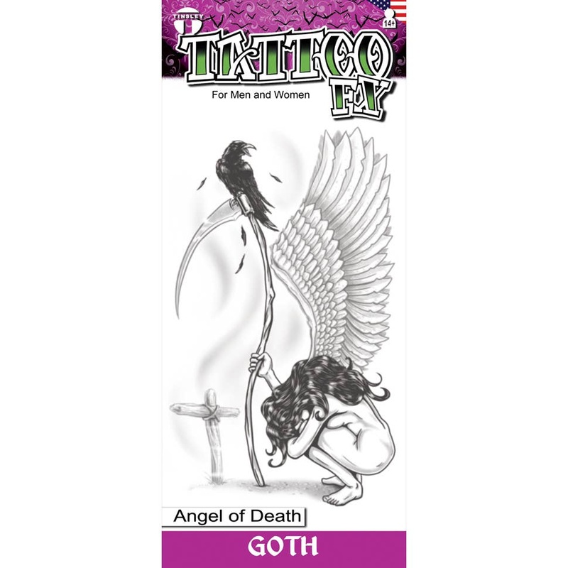 Angel of Death Fake Goth Temporary Costume Tattoo