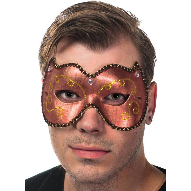 Fancy Red and Gold Vinyl Mens Masquerade Mask