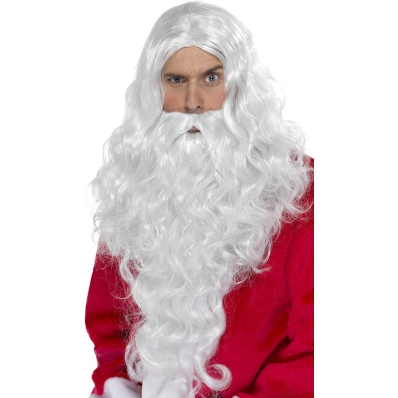 Father Christmas Long Curly Wig and Beard Set