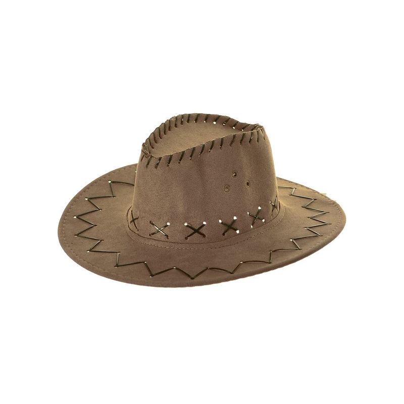 Faux Suede Kids Brown Cowboy Costume Hat