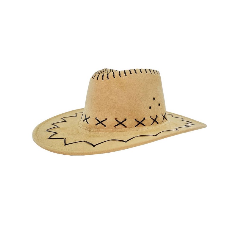 Light Beige Faux Suede Cowboy Costume Hat