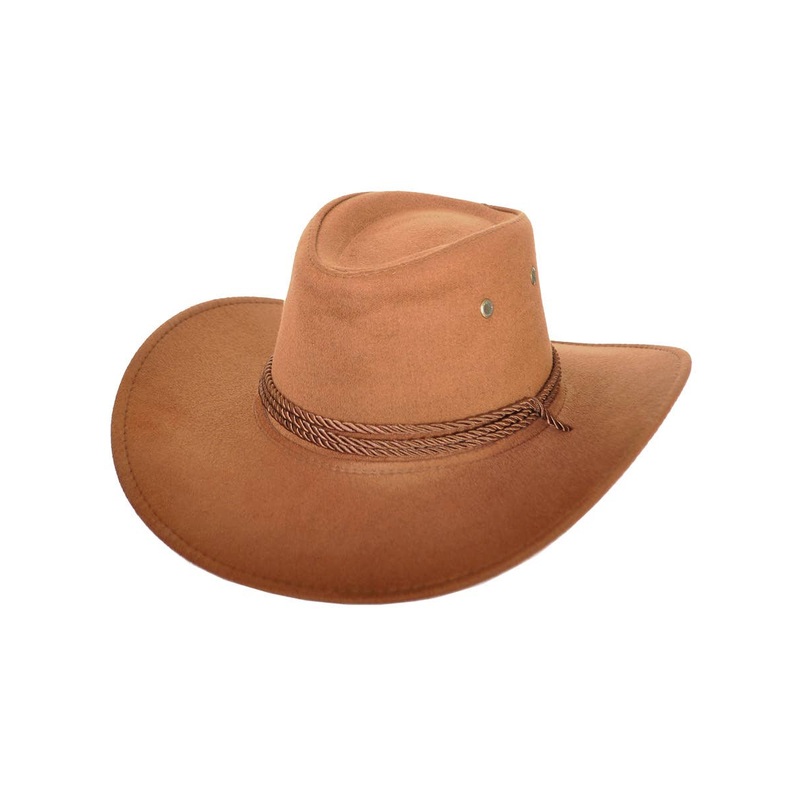 Medium Brown Faux Suede Cowboy Costume Hat