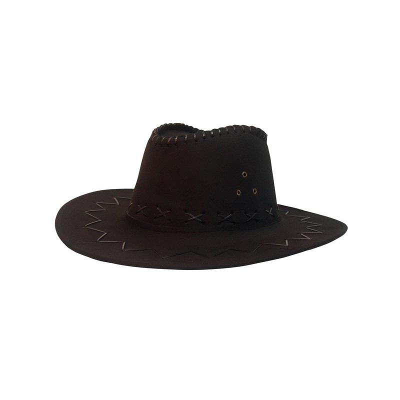 Western Black Faux Suede Adults Cowboy Costume Hat