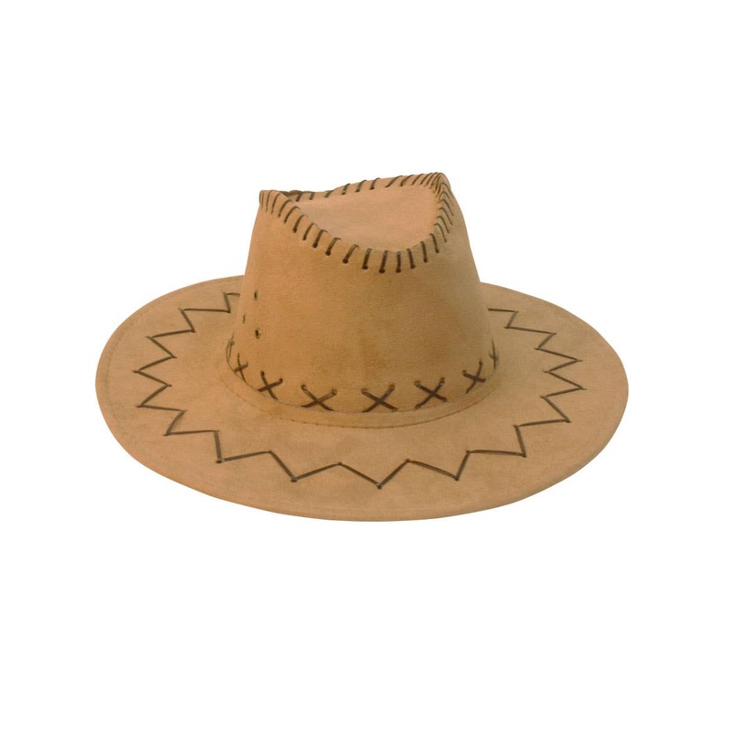 Western Brown Faux Suede Adults Cowboy Costume Hat