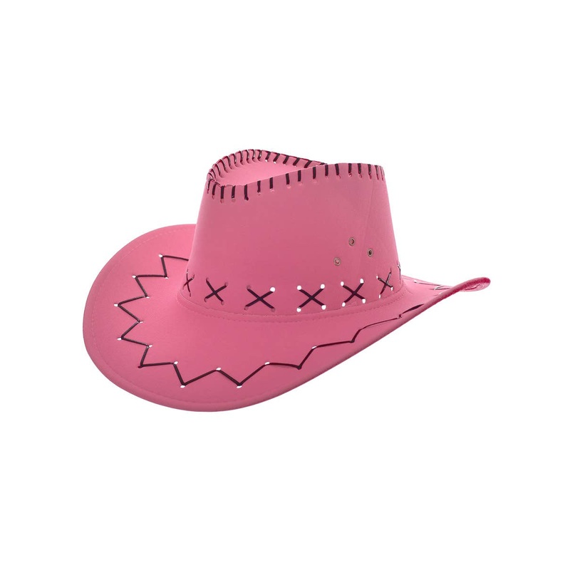 Western Pink Faux Suede Adults Cowboy Costume Hat