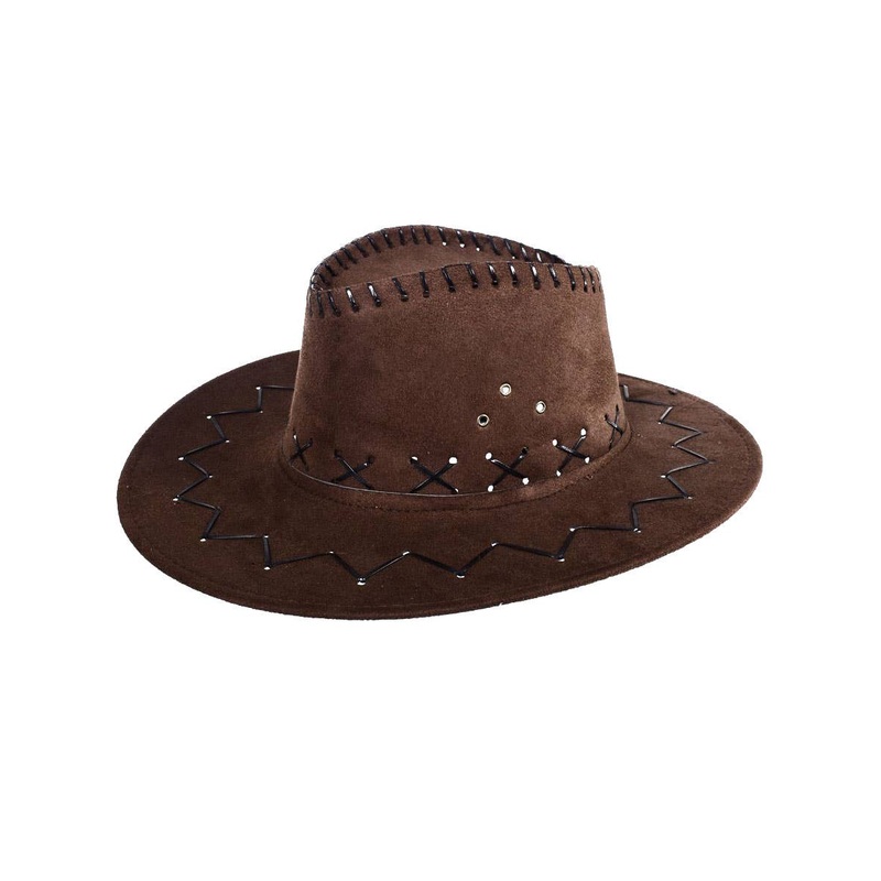 Yeehaw Brown Faux Suede Cowboy Costume Hat