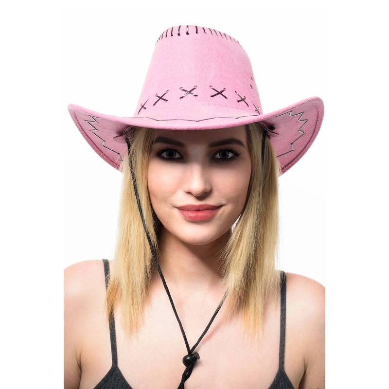 Yeehaw Pink Faux Suede Cowboy Costume Hat