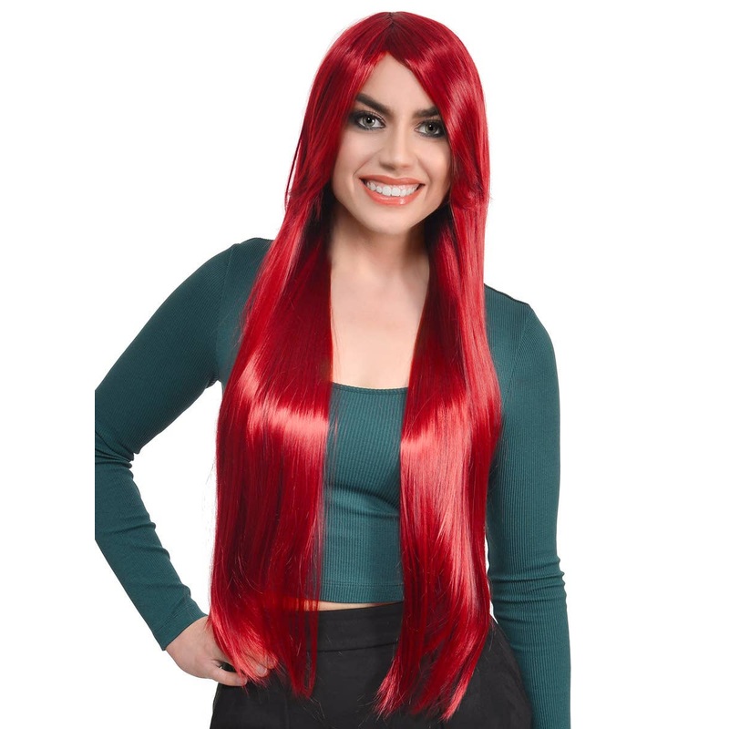 Alisa Womens Extra Long Straight Red Costume Wig