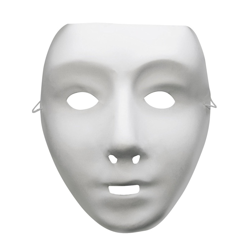Blank Face White Robot Costume Mask for Adults