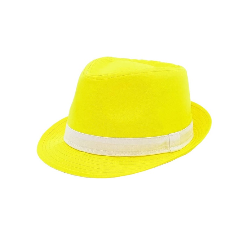 Bright Yellow Fabric Fedora Costume Hat