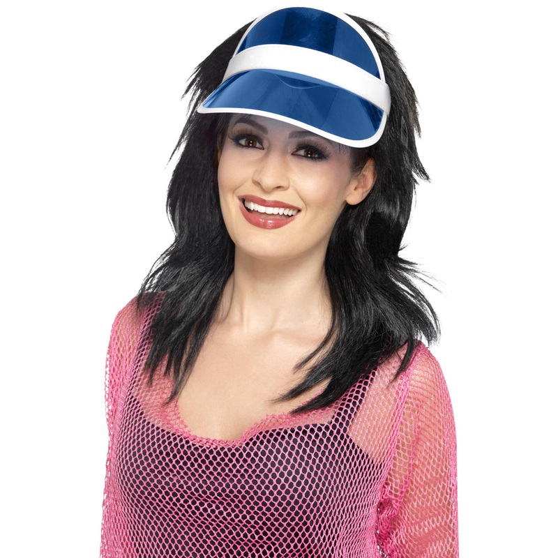 Classic 1980s Blue Sun Visor Costume Hat