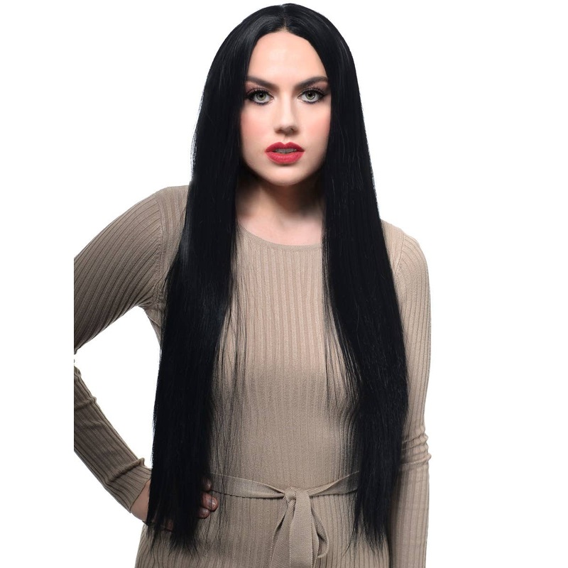 Deep Black Extra Long Straight Lace Front Fashion Wig