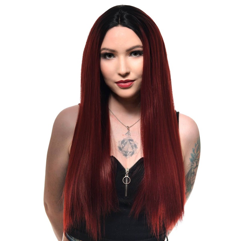 Deep Burgundy Red Long Straight Lace Front Fashion Wig