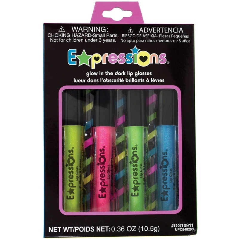 Glow in the Dark Neon Glitter Lip Gloss – 4 Pack