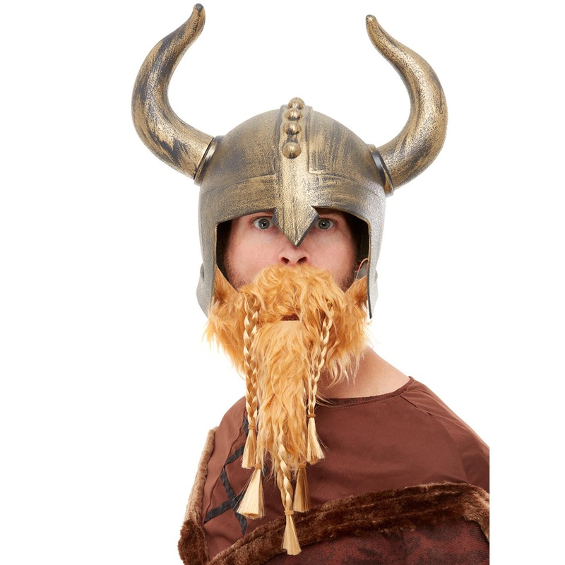 Nordic Gold Mens Viking Helmet with Attached Beard