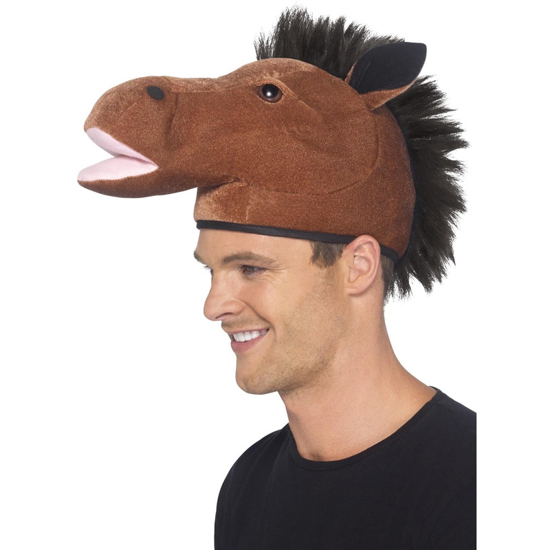 Plush Brown Novelty Horse Head Costume Hat