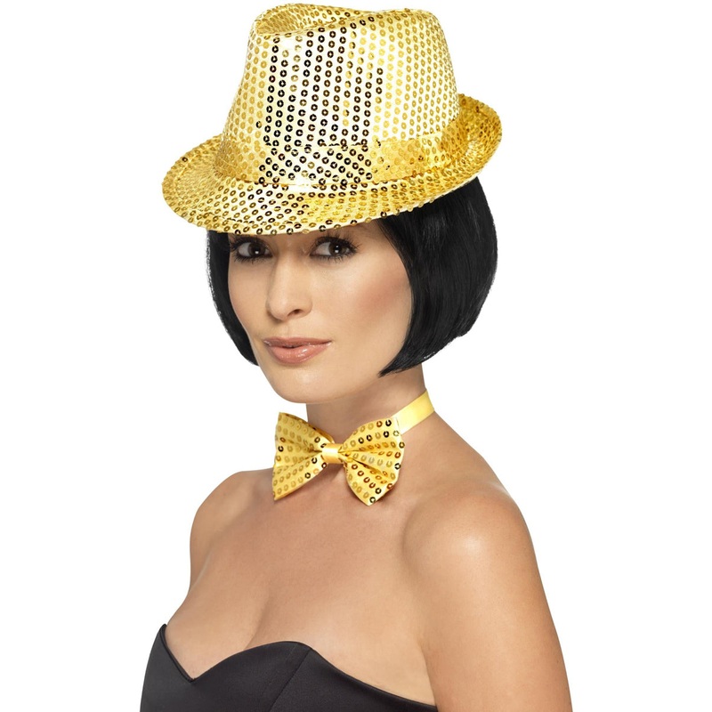 Sequined Gold Adults Trilby Costume Hat