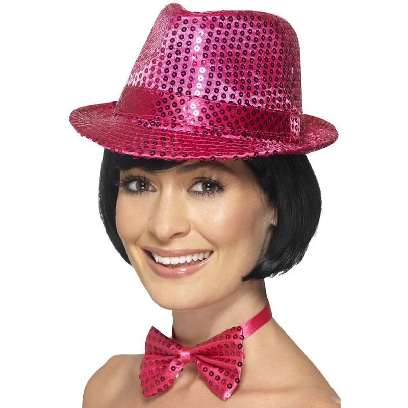 Sequined Hot Pink Adults Trilby Costume Hat