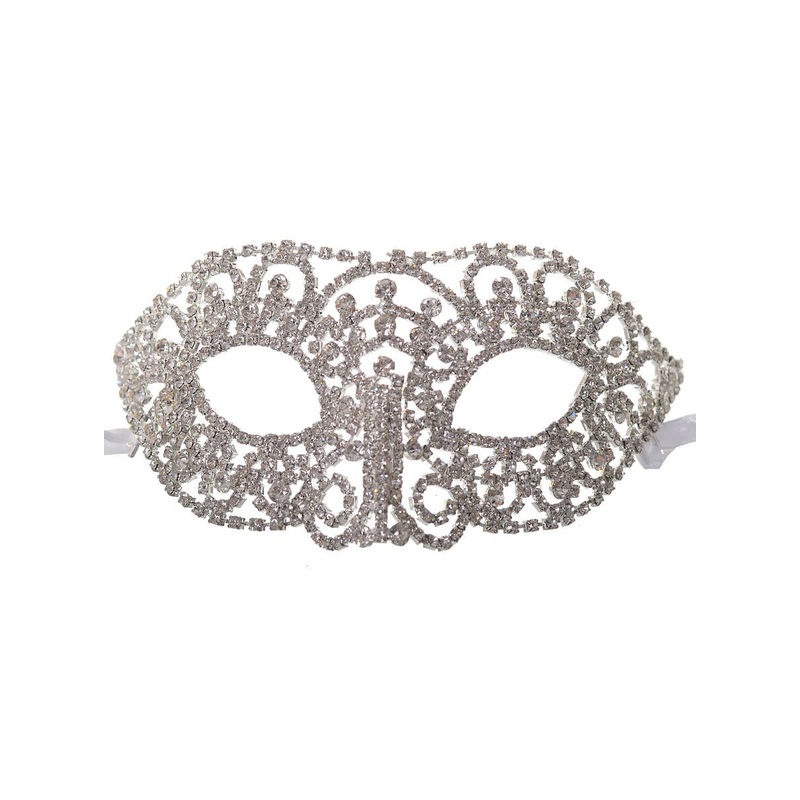 Deluxe Swirl Rhinestone Encrusted Womens Masquerade Mask