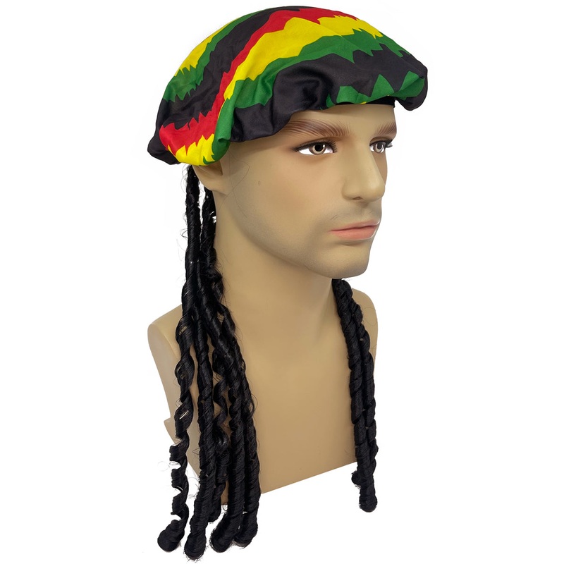 Silky Rasta Hat with Black Dreadlocks
