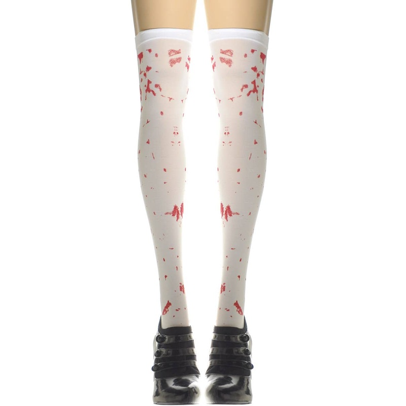 Blood Splattered Womens Thigh High Halloween Stockings