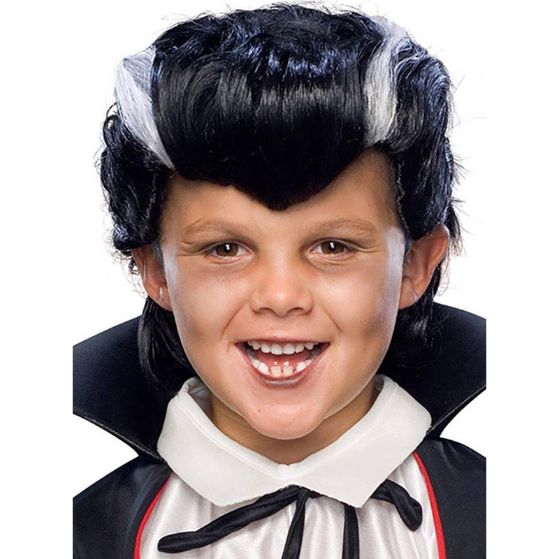 Dracula Boys Black and White Vampire Costume Wig