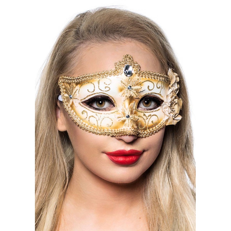 Edwardian White and Gold Adults Masquerade Mask