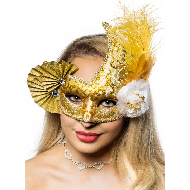 Elaborate Gold Fan Masquerade Mask