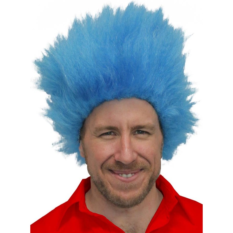 Electric Blue Adults Thing One Book Week Costume Wig