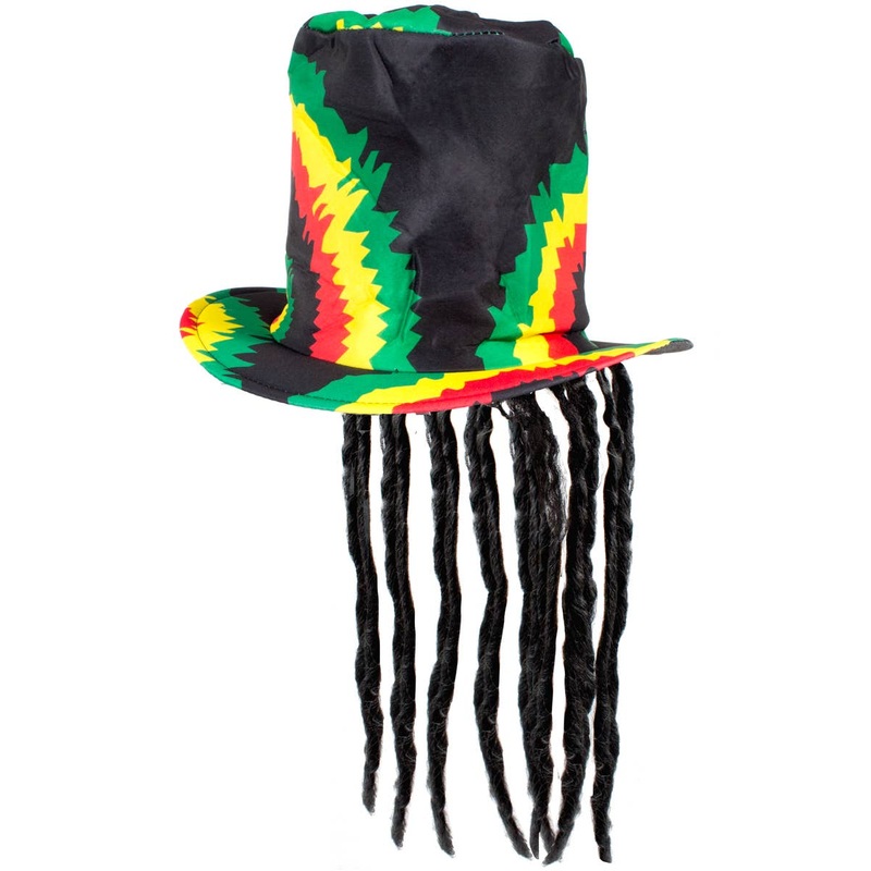 Reggae Rastafarian Top Hat with Dreadlocks