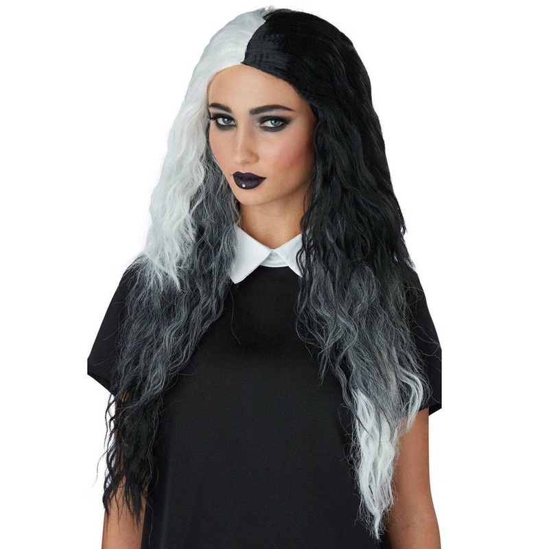 Double Dare Womens Black White and Grey Costume Wig