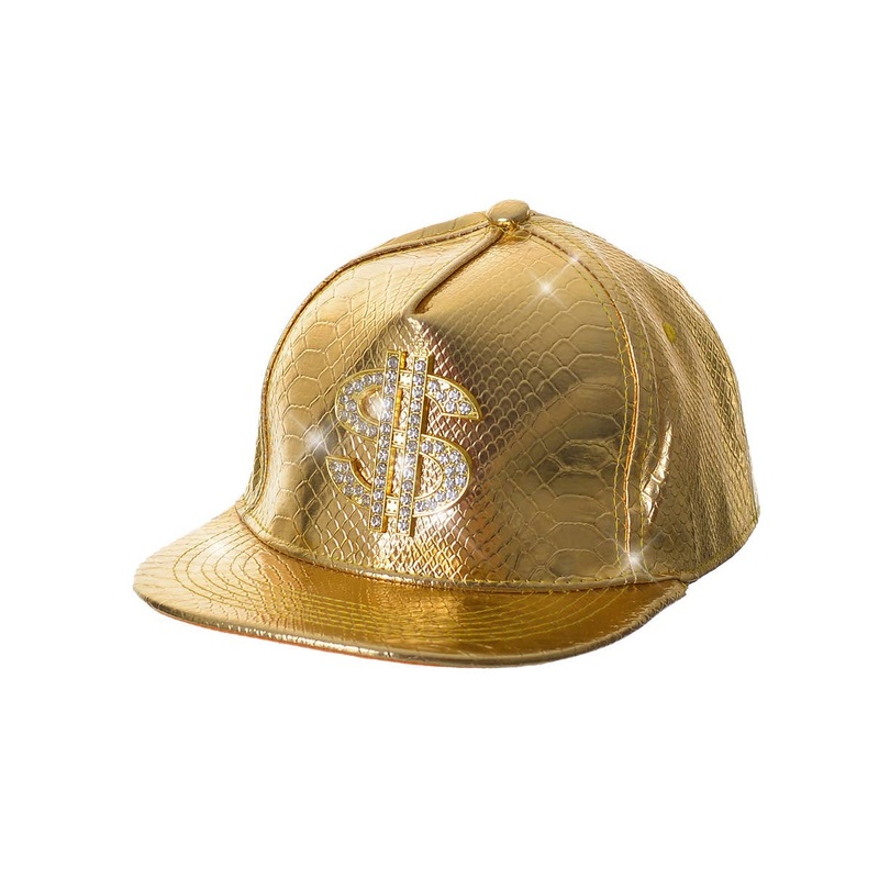 Metallic Gold Dollar Sign Hip Hop Costume Hat