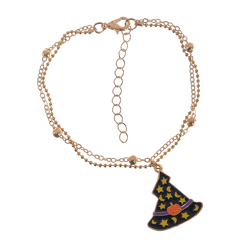 Witch Hat Halloween Costume Bracelet with Double Chains