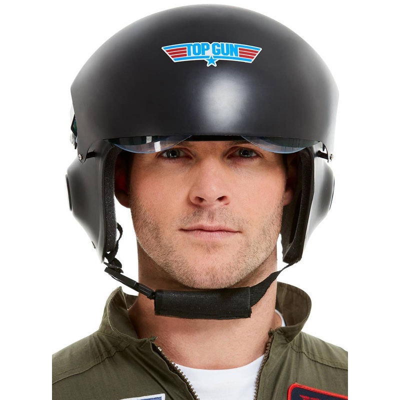 Deluxe Black Top Gun Pilot Costume Helmet