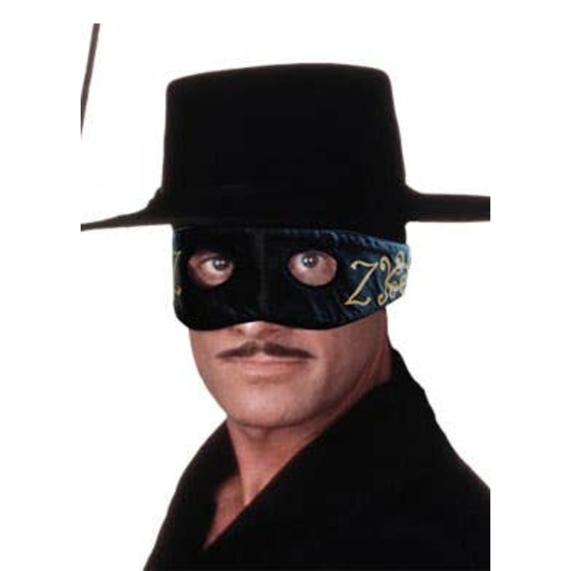 Deluxe Zorro Black Printed Satin Eye Mask