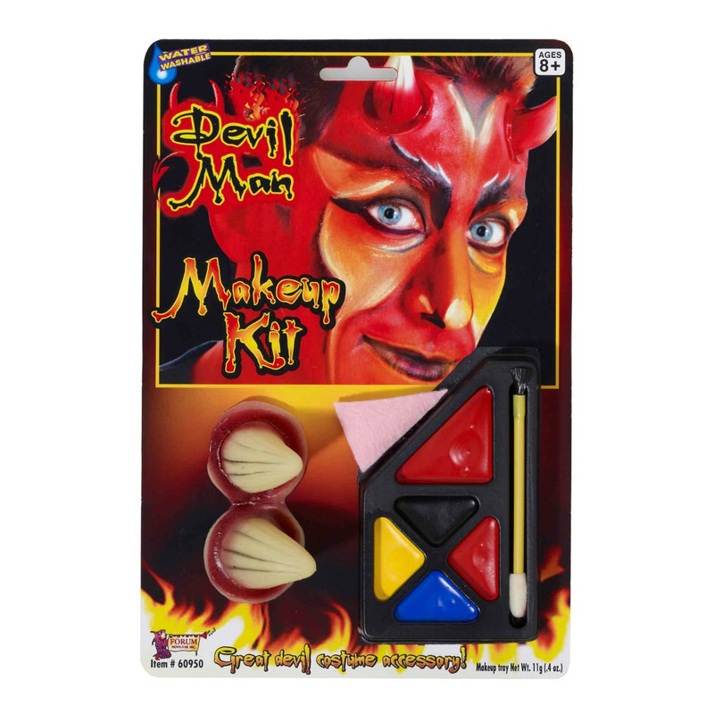 Devil Man Halloween Makeup Kit with Horns