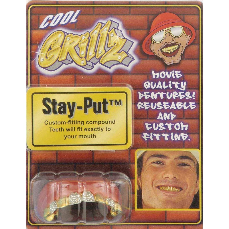 Diamond Cut Gold Grillz Costume Accessory Teeth
