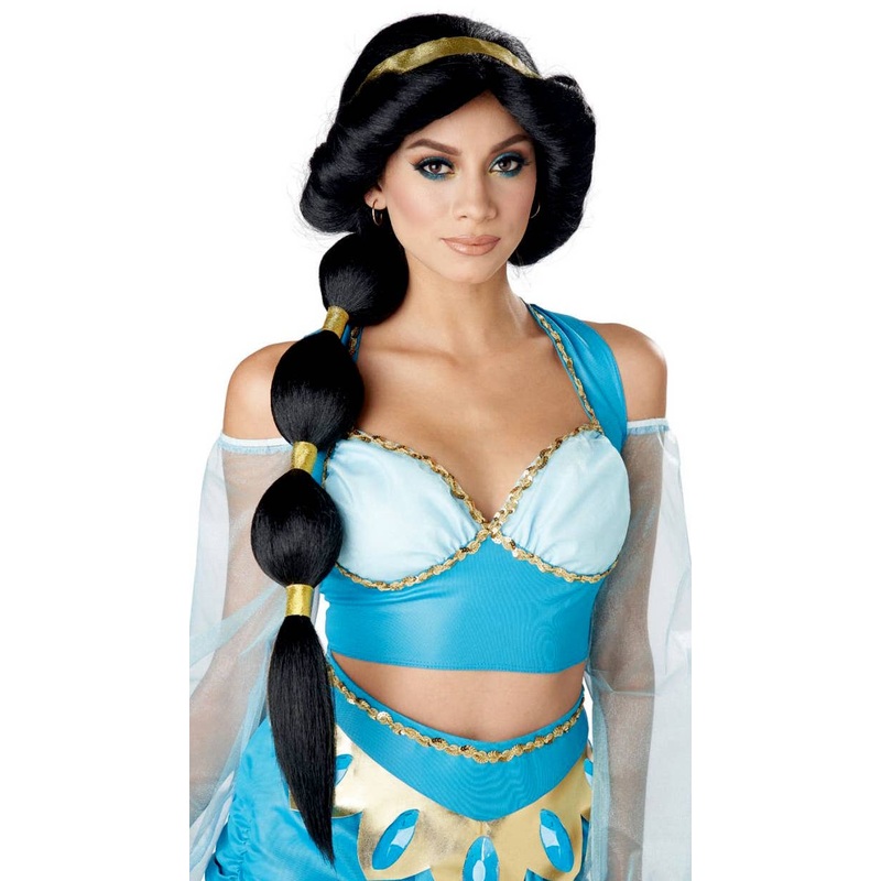 Womens Desert Princess Black Ponytail Costume Wig