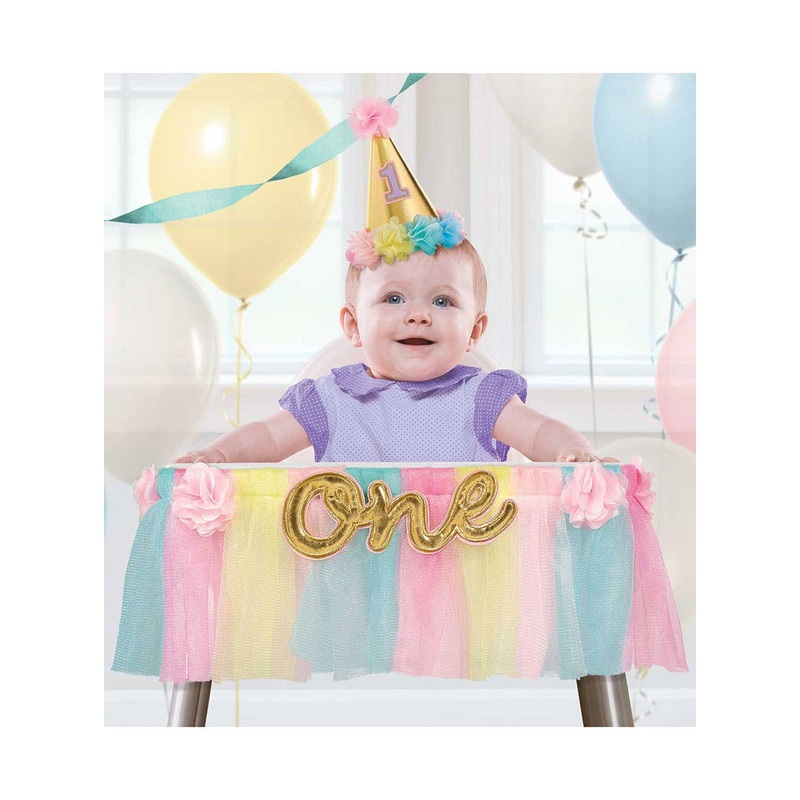 1st Birthday Girl Deluxe Pastel High Chair Decoration