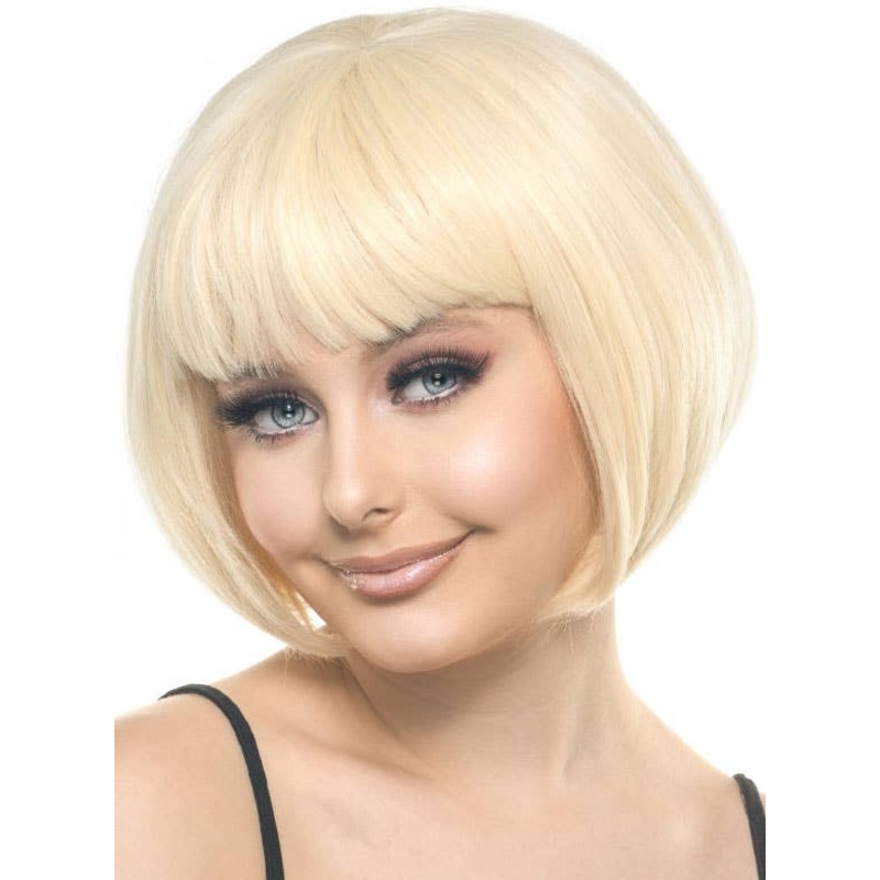Cropped Blonde Bob Womens Fashion Wig with Fringe