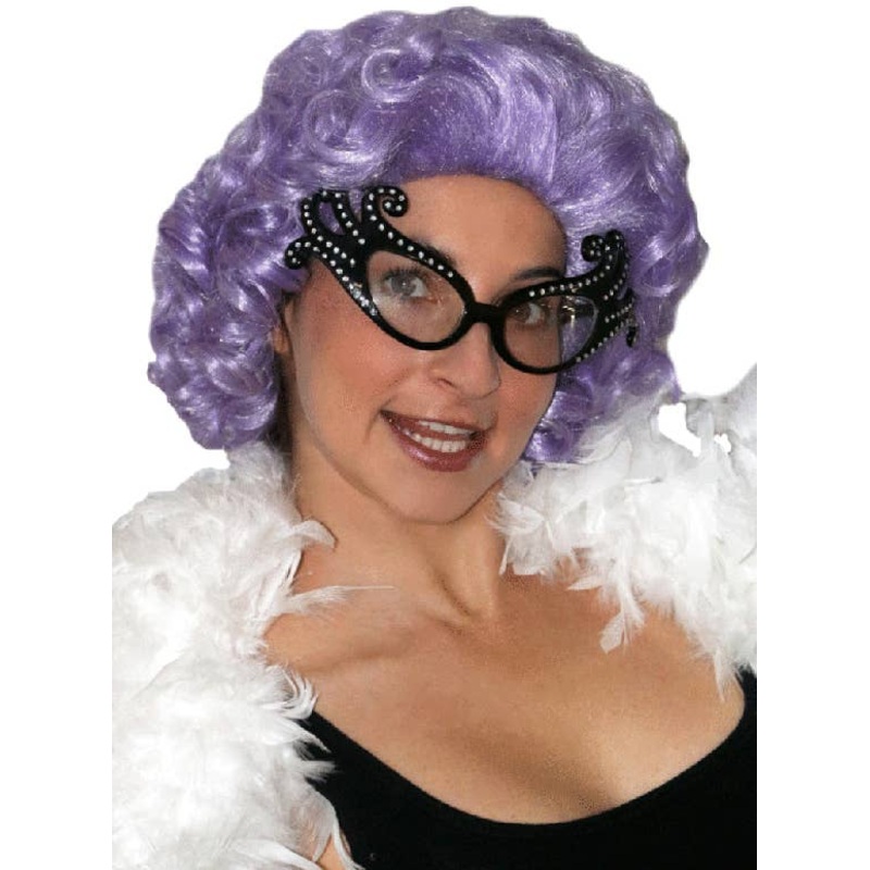 Dame Edna Everage Deluxe Curly Purple Costume Wig