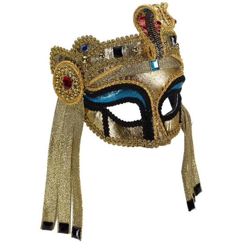 Deluxe Gold Egyptian Masquerade Mask on Glasses Arms