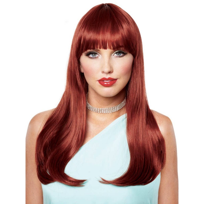 Deluxe Long Red Mistress Womens Costume Wig
