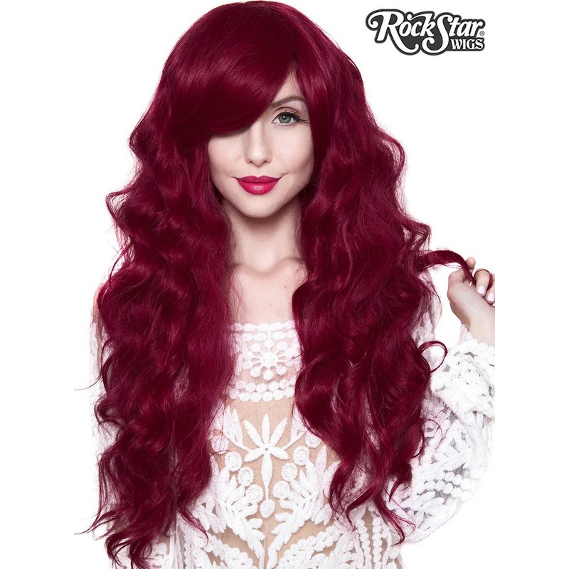 Deluxe Long Wavy Cranberry Red Heat Resistant Womens Wig