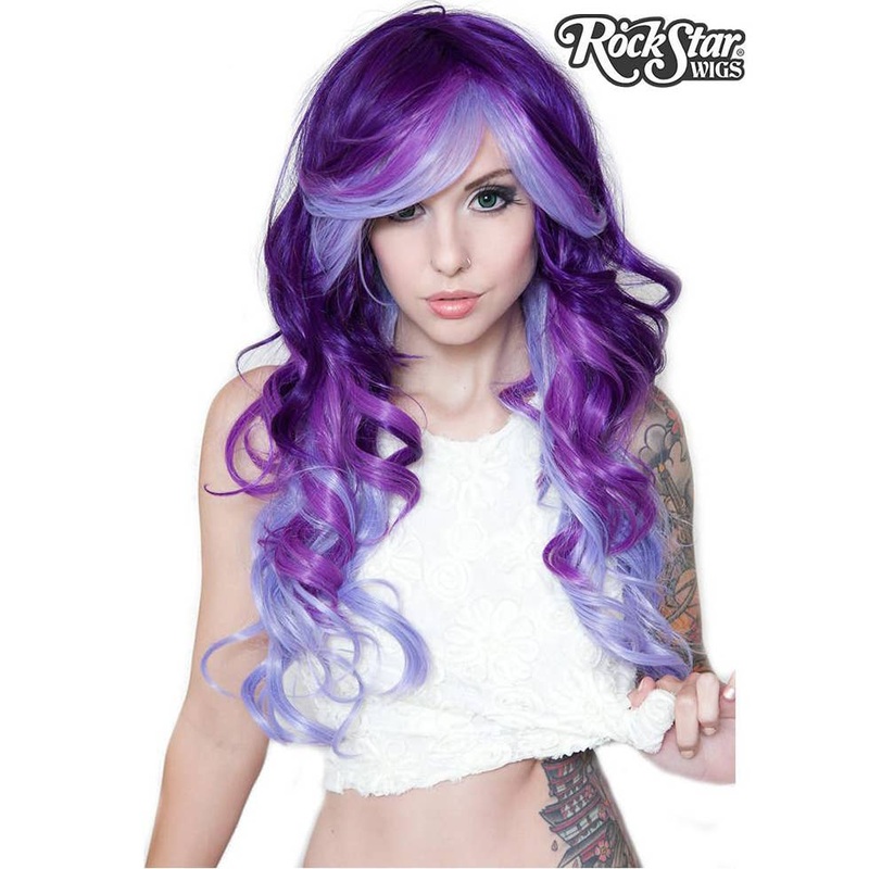 Deluxe Purple Possession Heat Resistant Long Curly Womens Wig