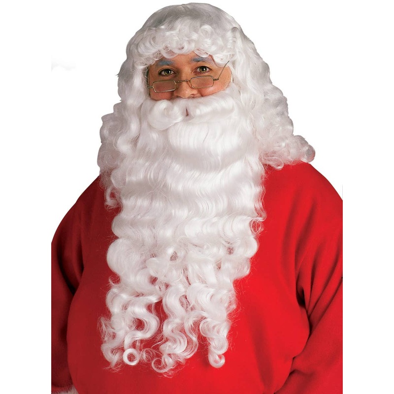 Deluxe Santa Claus Mens Costume Wig and Beard Set