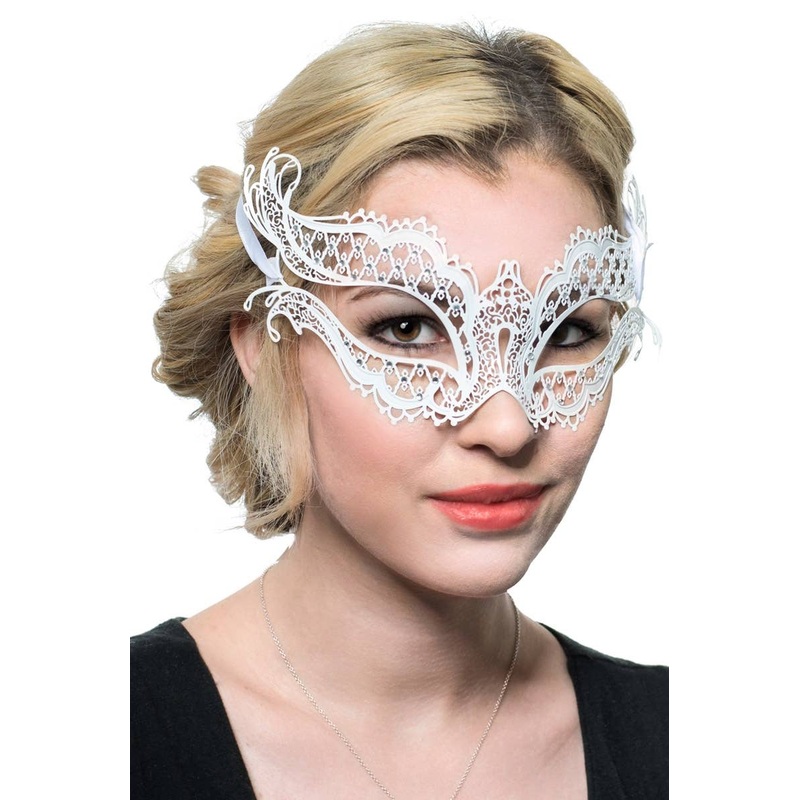 Delicate Lace White Metal Masquerade Mask