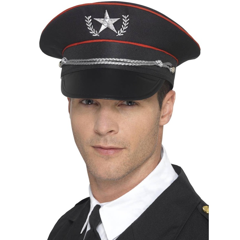 Deluxe Adults Black Military Costume Hat